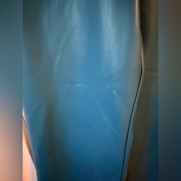 Sz M 8 29 30 Maeve Colette vegan leather turquoise cropped pants worn twice!!! - Picture 5 of 8